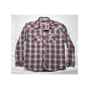 Rafter C Red Dirt Collection Men's Long Sleeve Plaid Pearl Snap Shirt - Size XXL